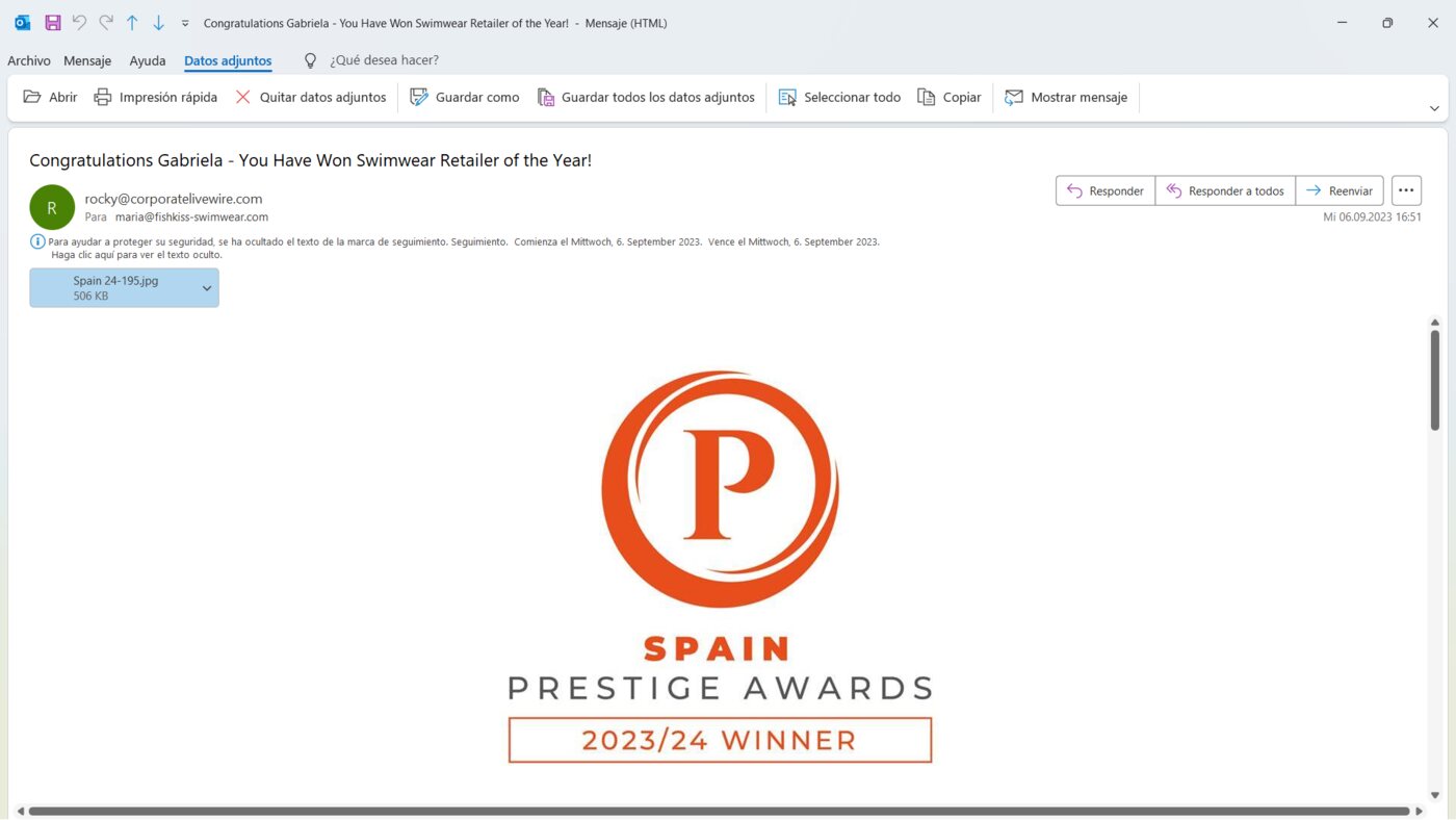 FISHKISS Prestige Awards 2023 2024 recognition